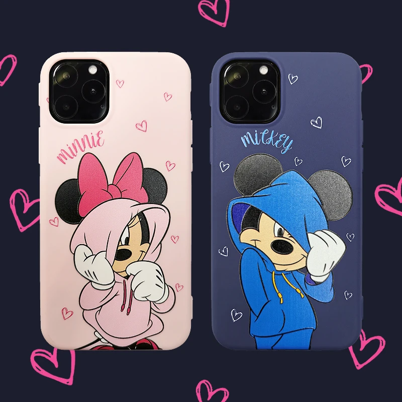 Luxury Fashion Hoodie Mickey Minnie for iPhone 11pro xs max xr ix 8 7 6s plus matte silicone soft shell phone case back cover |