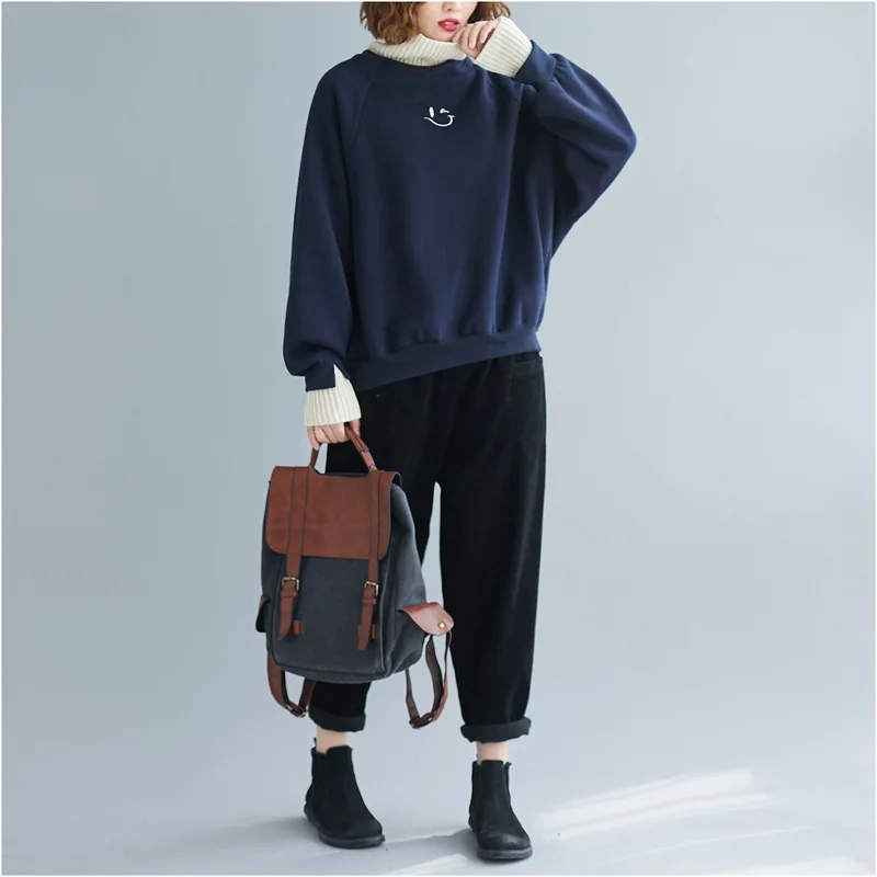 Johnature Autumn Winter Casual Korean Turtleneck Sweatshirt New Fashion Loose Women Clothes Simple Solid Color Pullovers