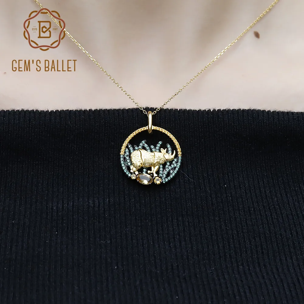 Женский кулон из серебра 925 пробы с натуральным Цитрином | Украшения и аксессуары