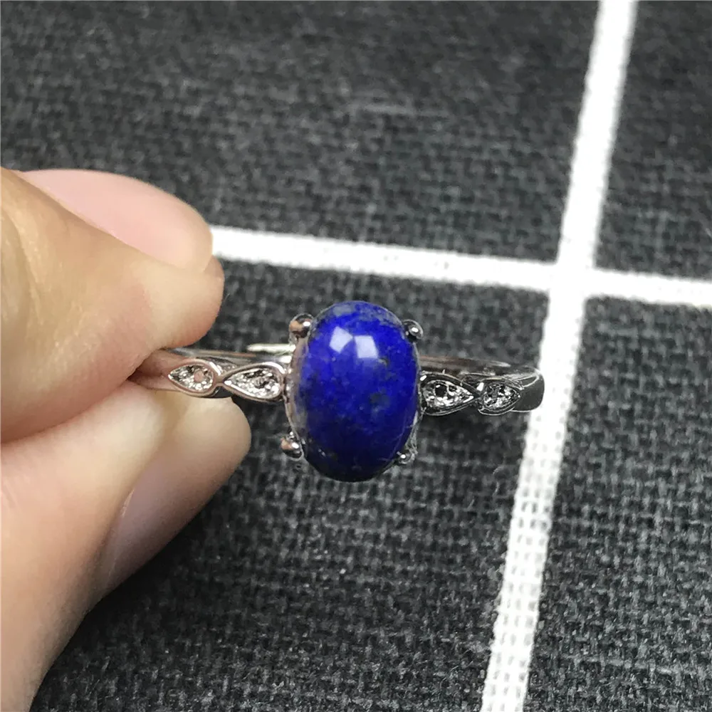Натуральный Королевский Синий Лазурит кольцо для мужчин и женщин с украшением в виде кристаллов подарок любимым 8x6 мм бисер драгоценный камень Регулируемые кольца ювелирные изделия AAAAA