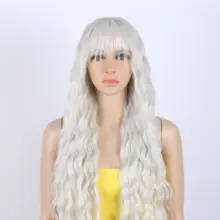 Aliexpress - Fashion Idol White Wig With Bangs Lolita Pink Wigs For White Women Synthetic Wig Long Deep Wave 30 Inches Ombre Heat Resistant