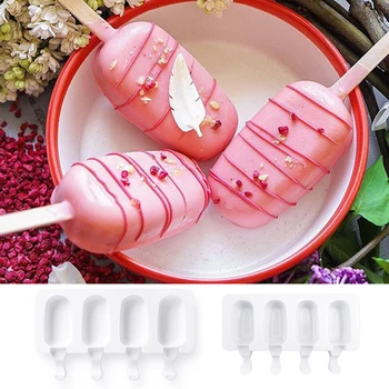 

New Homemade Food Grade Silicone Ice Cream Molds 2 Size Ice lolly Moulds Freezer Ice cream bar Molds Maker With Popsicle Sticks