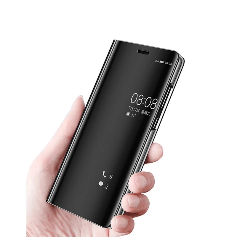 Прозрачный зеркальный флип-P Smart чехол для Huawei P8 P9 P10 P20 P30 Lite Коврики 10 20 x lite pro Honor 10 9 8X 7C Y6 Y7 Y9 чехол