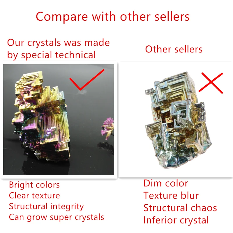 Цветные высокочистые кристаллы висмута от 30 г до 40 г, профессиональные металлические кристаллы висмута