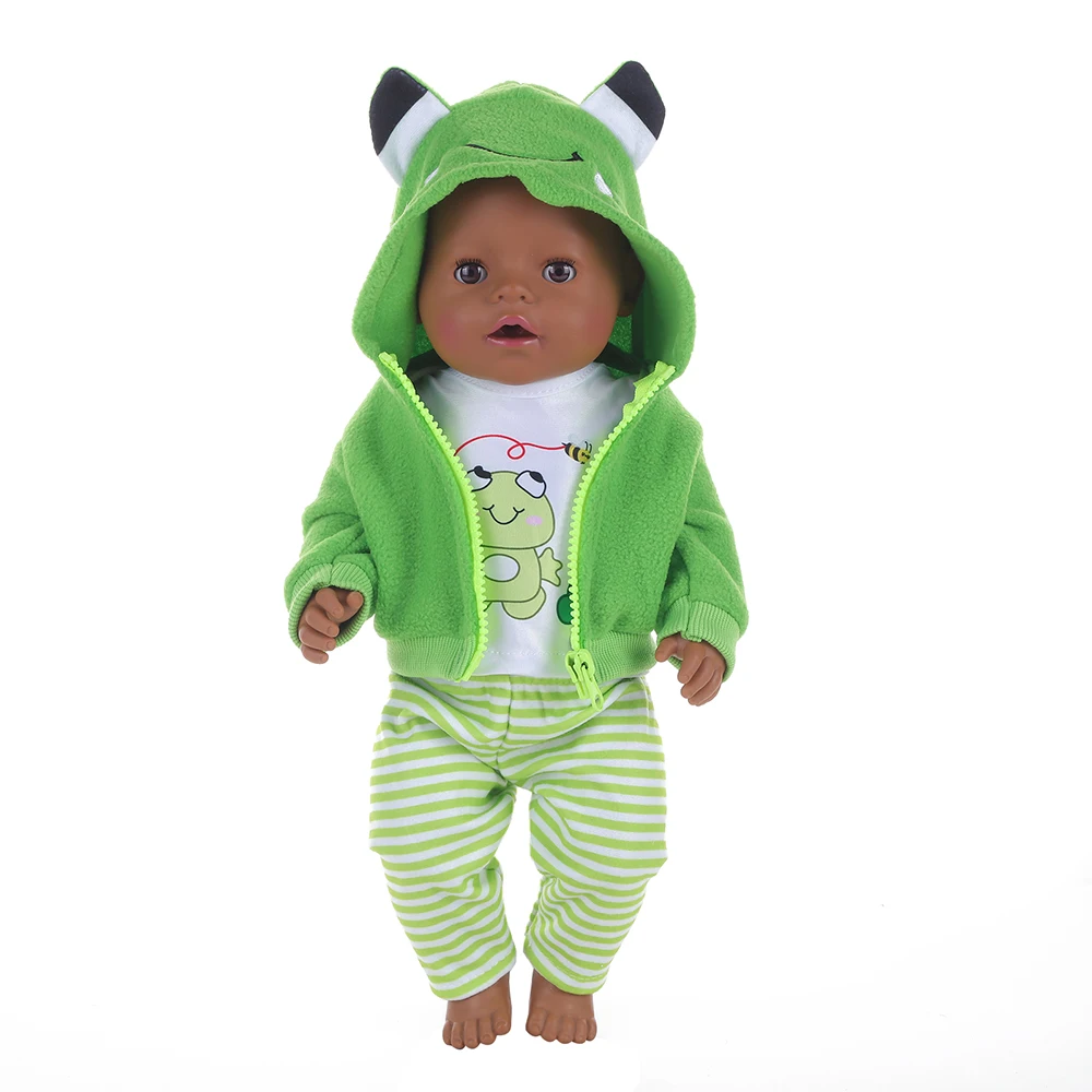 

2020 New Baby New Born Fit 18 inch Doll Clothes Accessories Frog Panda 3-Piece Suit For Baby Birthday Gift