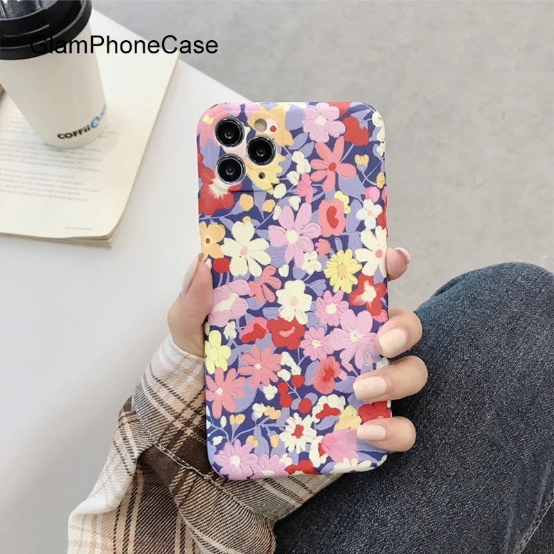 Чехол GlamPhone фиолетовый цветок искусственный чехол для iPhoneSE 2 11Pro/Max X XS Max XR мягкий