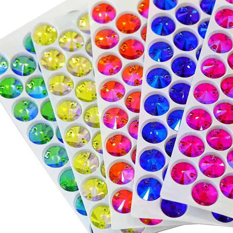 Цветные стразы круглые с плоской задней частью Rivoli украшения для свадебного