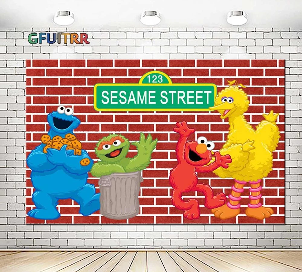 Sesame Street Photography Backdrop Kids Birthday Party Photo Intended For Sesame Street Banner Template
