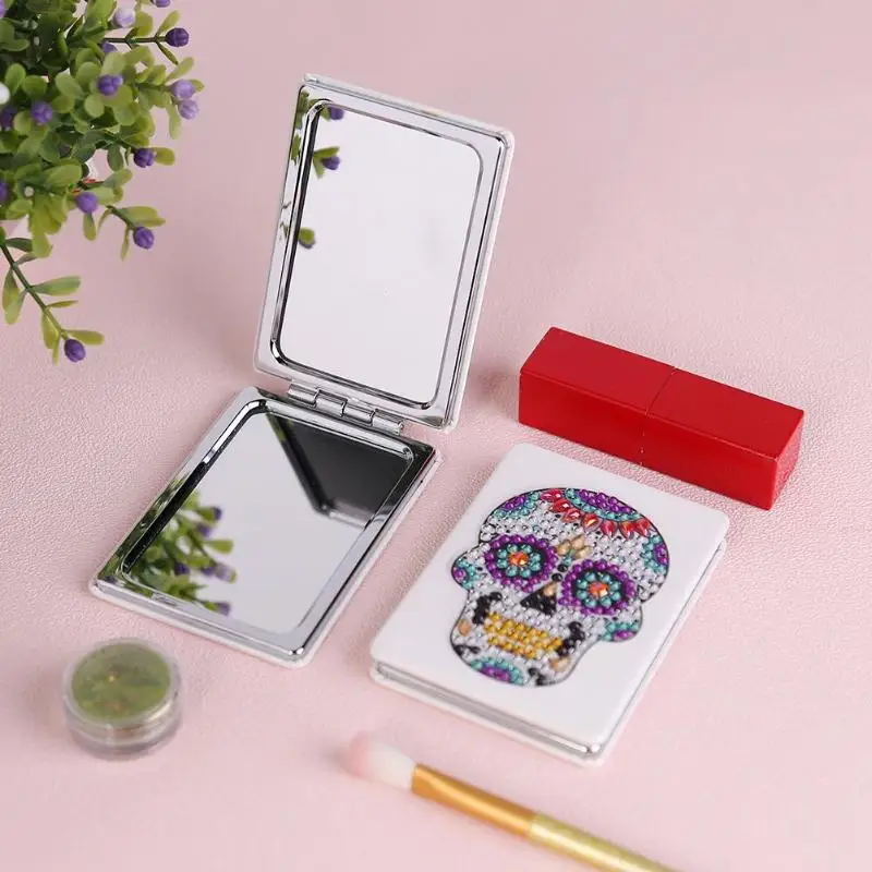 DIY Алмазные зеркала, Череп, роза, рождественский подарок, специальная форма, живопись, мини косметическое зеркало, зеркала для макияжа, обучающие игрушки для девочек