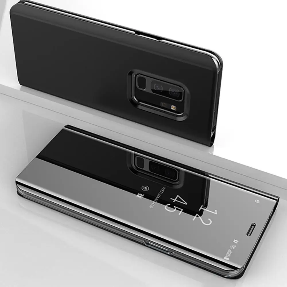 Чехол для телефона samsung Galaxy S9 Plus, кожаный чехол, двойной цвет, мягкая искусственная кожа, тонкий защитный чехол для Galaxy S9, Прямая поставка - Цвет: Черный