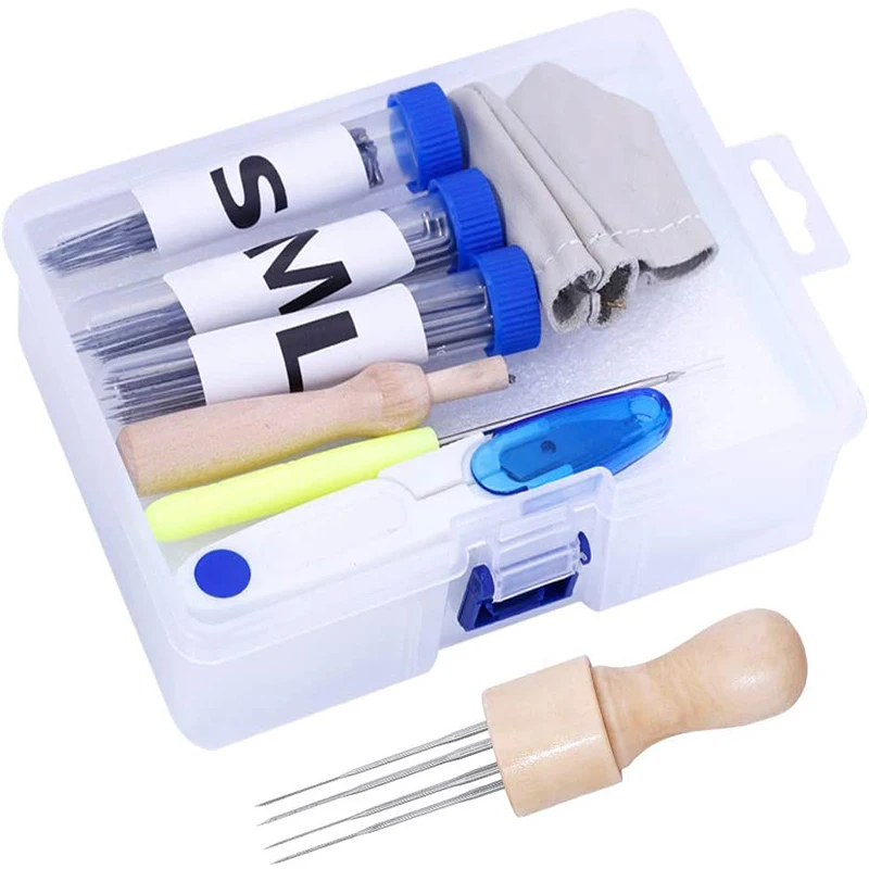 

LMDZ 72 Pcs Needle Felting Kit Felting Needle Wool Needle Felting Supplies Needle Felting Tool Set with Foam Awl Finger cots