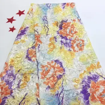 

5 yards Flower Embroidery Mesh Lace Fabric ZH-11952 For Wedding Evening Dress with sequins