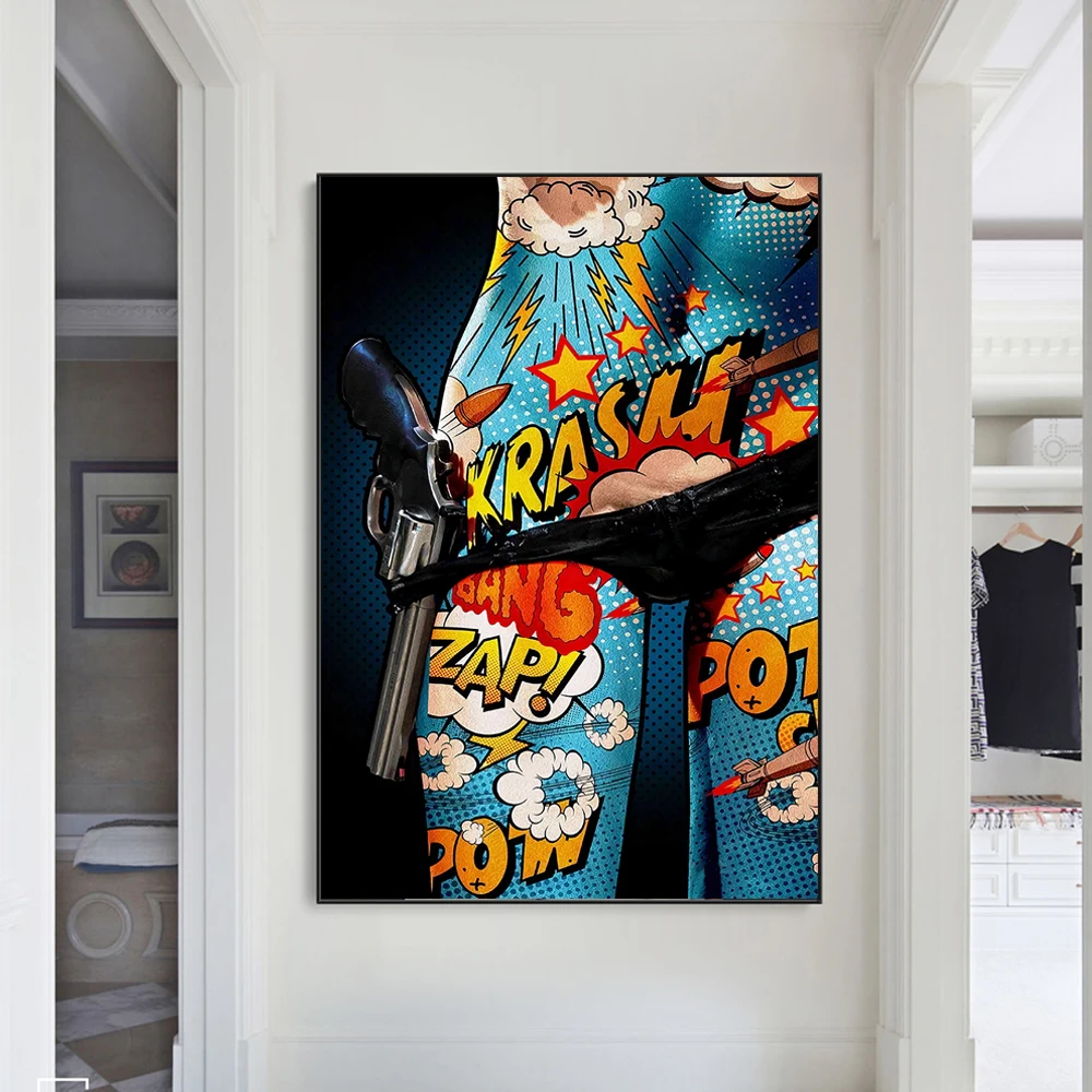 Sexy Girl With Gun Graffiti Art