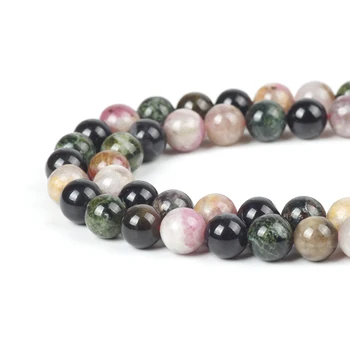 

Natural Tourmaline Beads Original Precious Colorful Round Loose Gemstone Bead Healing Balance Stone 6/8/10mm for Women Jewelry