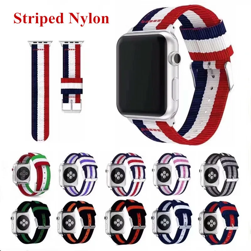 New Sport Stripe Loop for Apple Watch Band 42mm 38mm 6 SE Woven Nylon Strap iWatch 5 4 3 2 1 40mm 44mm Wristband Replacement | Наручные