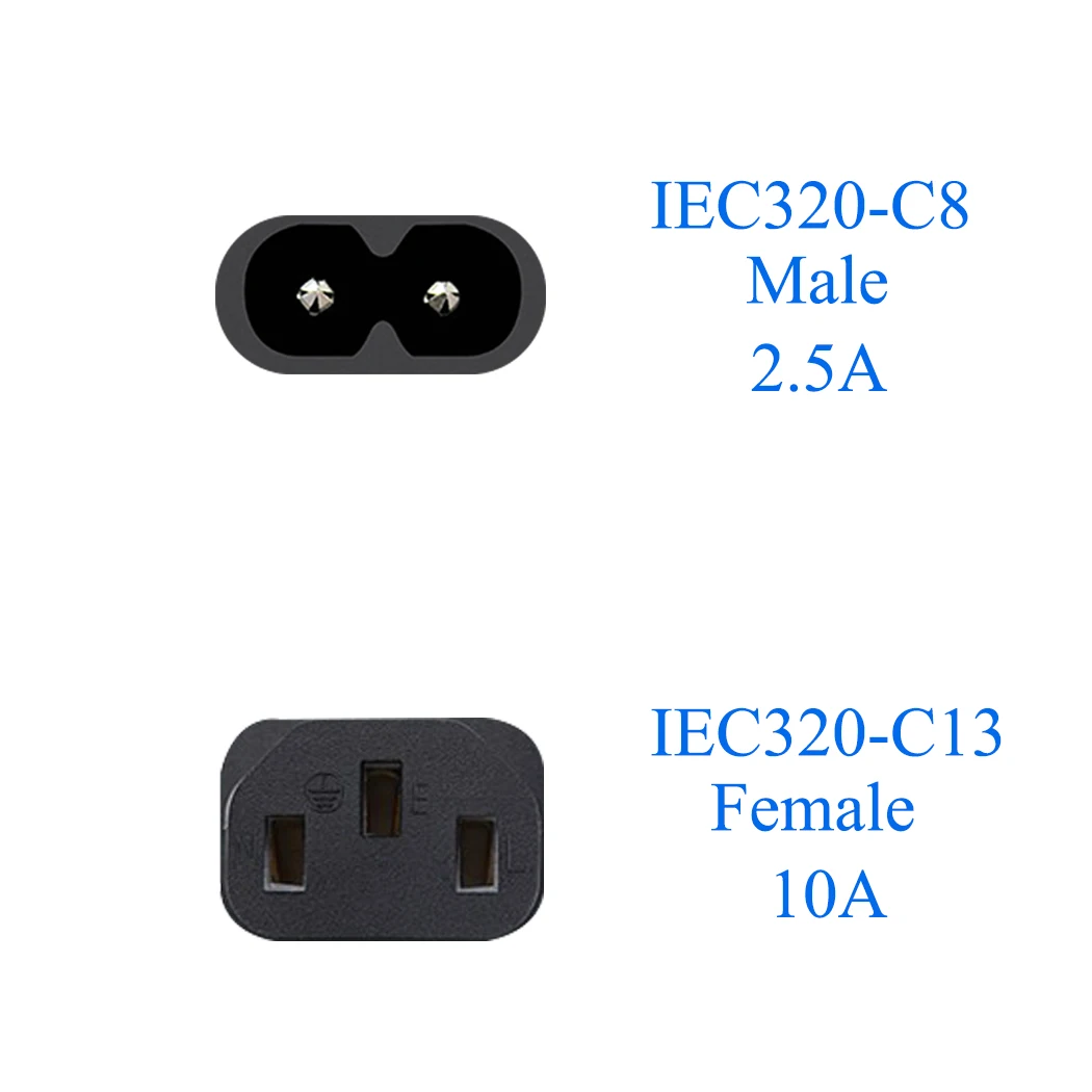 JORINDO IEC320 C8 Мужской к C13 3Pin Женский адаптер питания C13 к c8 C8 к C13 IEC 3Pin Женский к 2Pin штекер адаптера питания