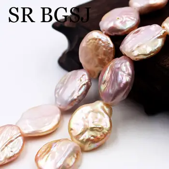 

Free Shipping SR 17-18mm Wholesale Mixed Color Purple Pink Coin Pearl Diy Freshwater Pearl Beads Strand Strand 15"