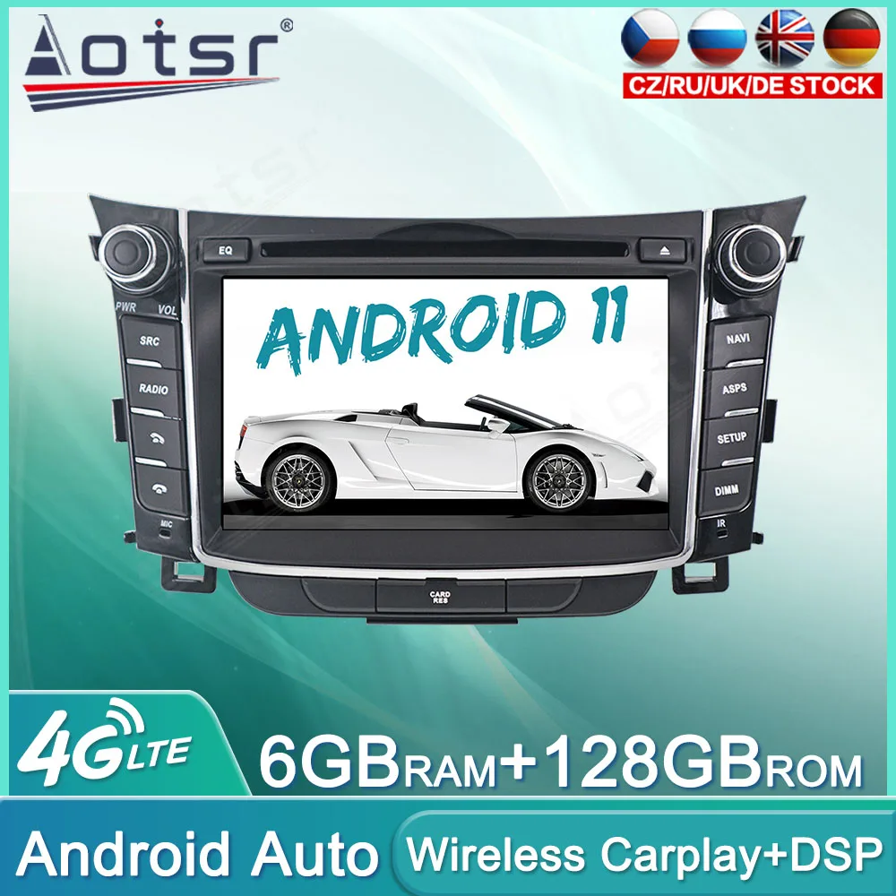 

Автомобильная магнитола на Android 11, 128 ГБ, Dvd-плеер для Hyundai I30 Elantra GT 2012-2016, аудио, GPS-навигация, автомобильное стерео головное устройство Carplay