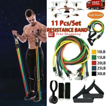 

11Pcs/Set Resistance Bands Expander Yoga Exercise Fitness Rubber Tubes Band Stretch Training Home Gyms Workout Elastic Pull Rope