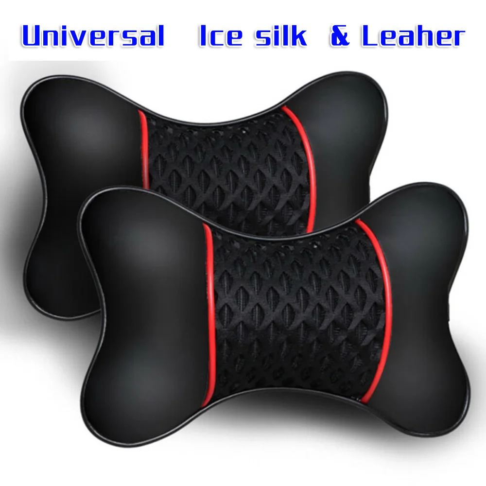

2*Car Headrest Neck Support Pillow Cushion Pad Viscose Leather Black Universal Black New Product Accessories