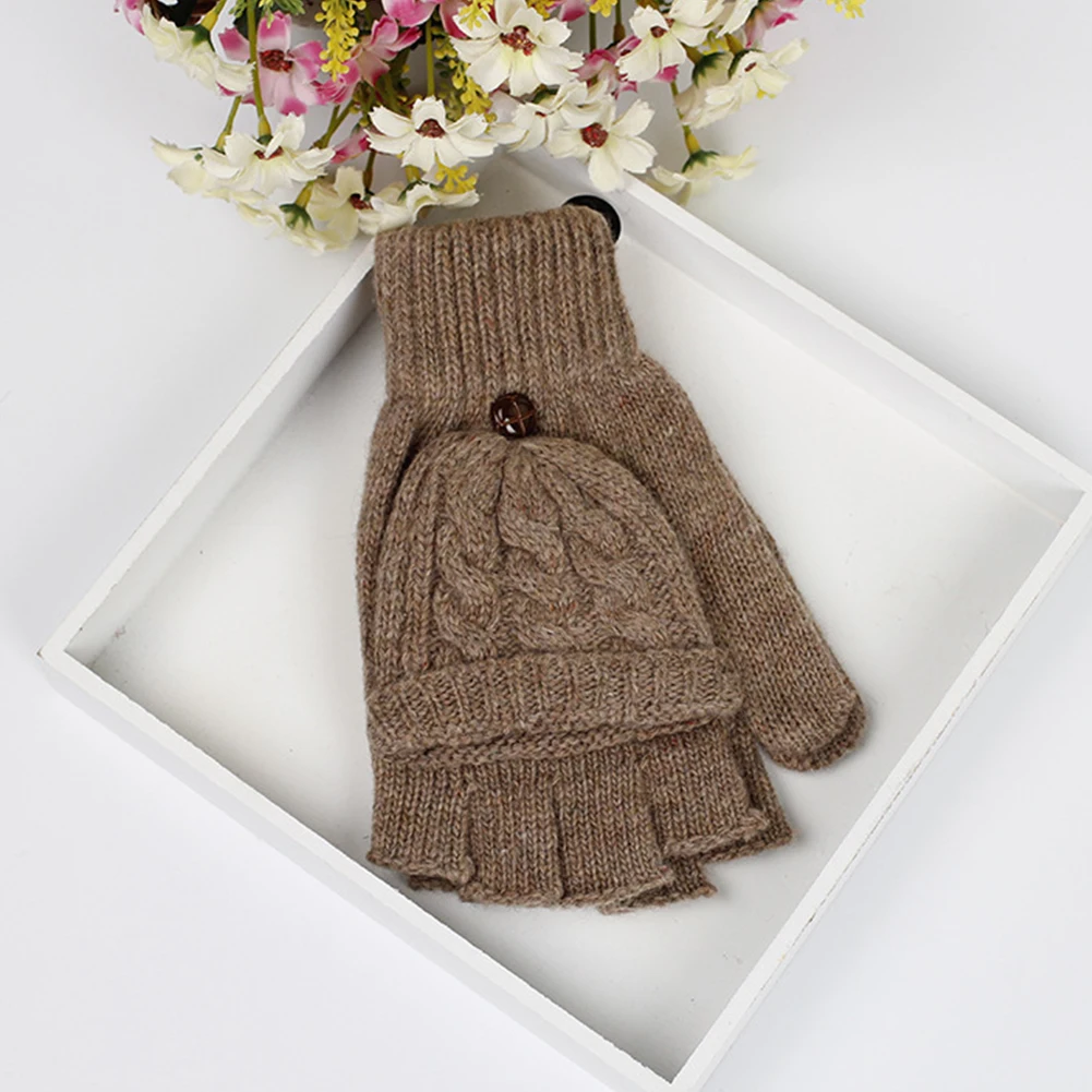 1 пара, женские мягкие осенне-зимние перчатки из искусственной шерсти, Подарочные вязаные перчатки, теплые варежки на половину пальца