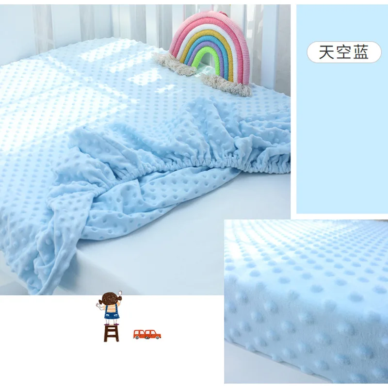 Baby Crib Fitted Bed Sheet Minky Dot Newborn Baby Cotton Matress Cover With Elastic Allow Customerized Size Children Bedspread (5)
