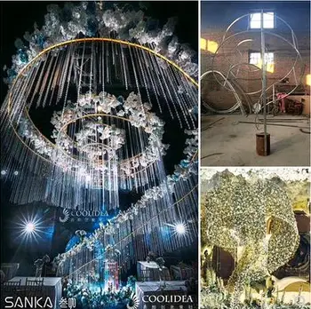 

New ceiling wedding props heterosexual geometry iron ring wedding window background decoration rings shelf Pendant