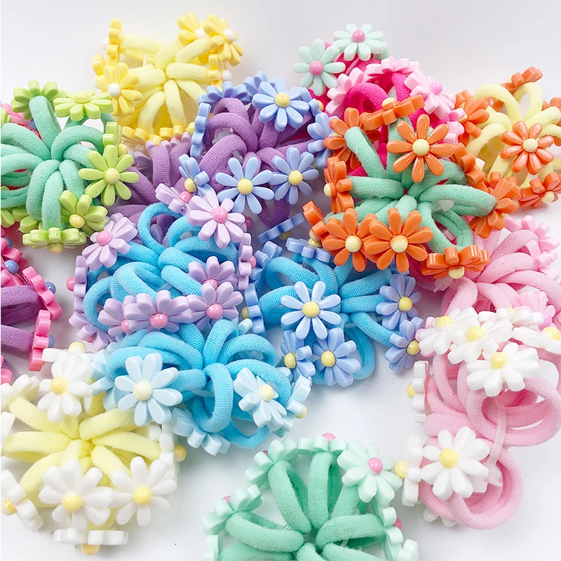 10 unids/bolsa Flor de pelo de los niños cuerdas tocado bandas de caucho elástico Cola de Caballo accesorios bonitos para el pelo Mini pelo para niñas