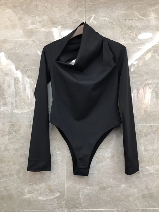 

2019 autumn and winter new women's wild color irregular romper shirt