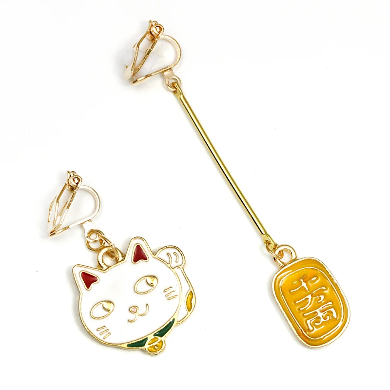 Серьги клипсы Fortune Cat для ушей без отверстий серьги кошки пирсинга брифы