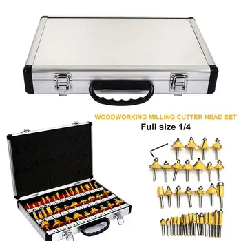 

35 Pcs/Set Woodworking Rotary Tool 1/4“ Woodworking Cutter Shank Router Bit Portable Alloy Yellow Hole Saw Set Wood Drill Bits