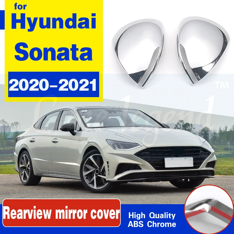 For Hyundai Sonata 2020 2021 ABS Chrome Car Rearview Mirror Cover Trim