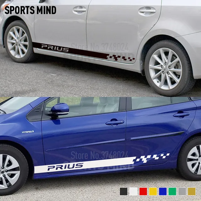 US $22.99 1 Pair Sports Mind Door Side Stripe Car Sticker Decal Automobiles Car Styling For Toyota Prius TRD 