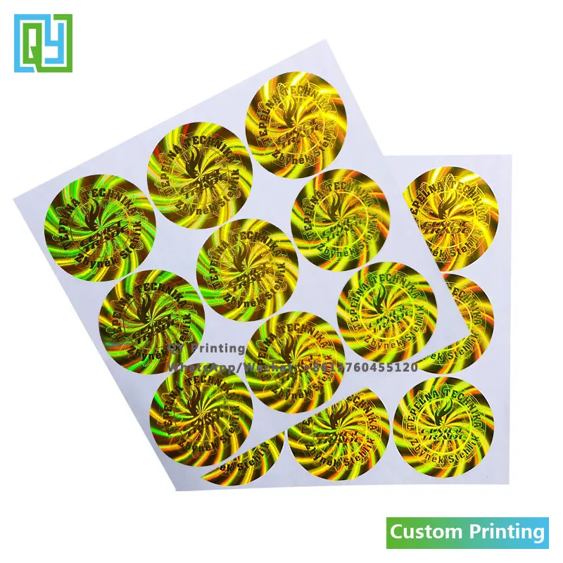 10000pcs 50x50mm 무료 배송 사용자 정의 탬퍼 분명 홀로그램 스티커 황금 호 일 3d 홀로그램 골드 레이블 Void 오픈 인감 태그