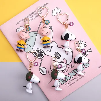 

Fashion Cartoon Cute Charlie Browm Keychains Snoopy Bag Key Chain Pendant For Girl Bag Keyring Gifts Kids Gift Key Chains