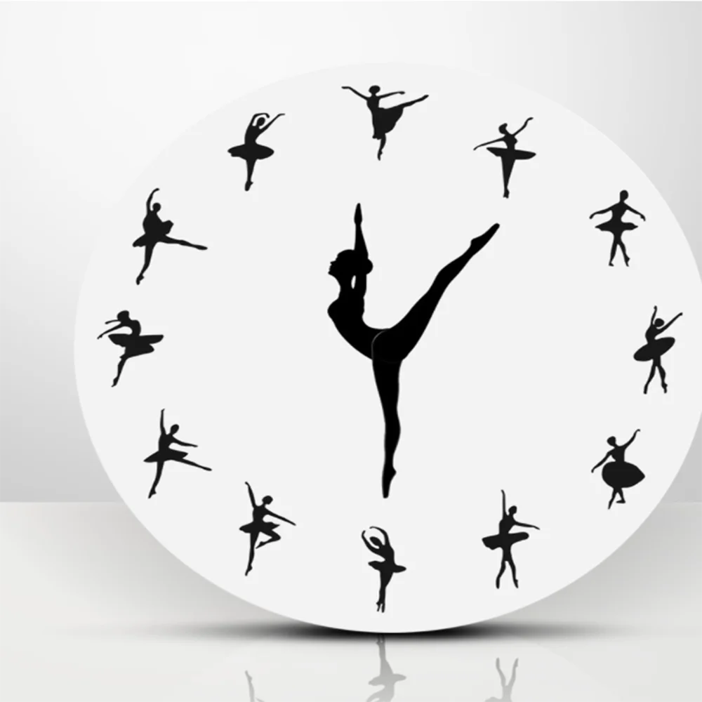 Настенные часы балетные декоративные часы настенные часы фитнес Гибкие Настенные часы для девочек современный декор для танцевальной комнаты балетные танцоры подарок