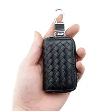 Натуральная кожа держатель для карт автомобильный кошелек-брелок для ключей сумка чехол кошелек для ключей цепочка кошелек для женщин мужчин F42A