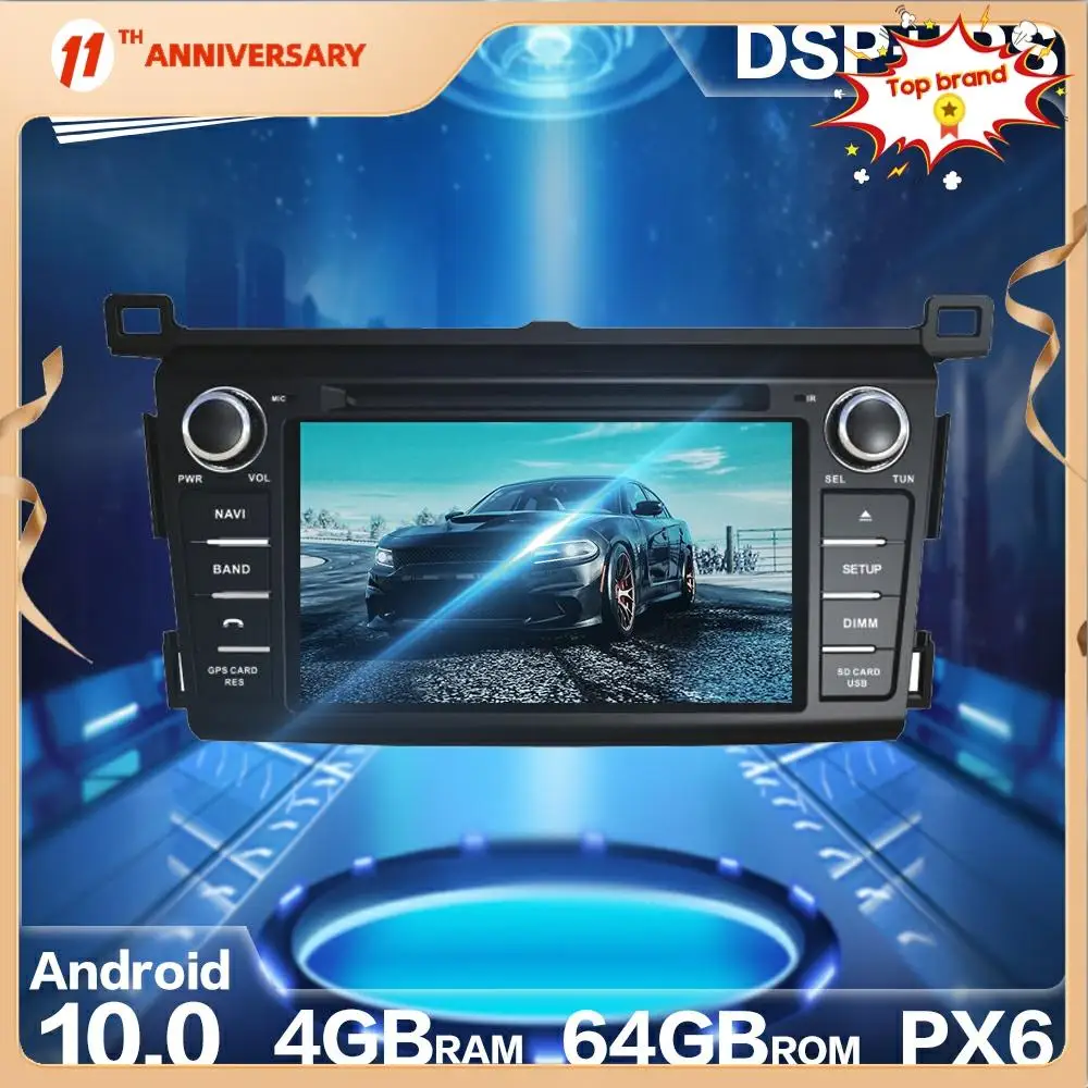 Aotsr Android 10 0 4 + 64G автомобильное радио GPS навигация DSP для Toyota RAV 2013- 2016 HD Авто стерео