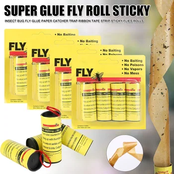 

Insect Bug Fly Glue Paper Catcher Ribbon Tape Strip Sticky Flies Roll Home Outdoor K888