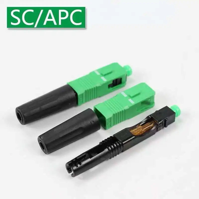 100 PCS FTTH SC APC Optical Fiber Cable Quick Connector Fast Cold Connection Adapter for CATV Network