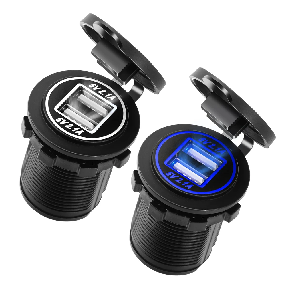Светодиодное автомобильное зарядное устройство с двумя USB портами 12 24 В для fiat 500
