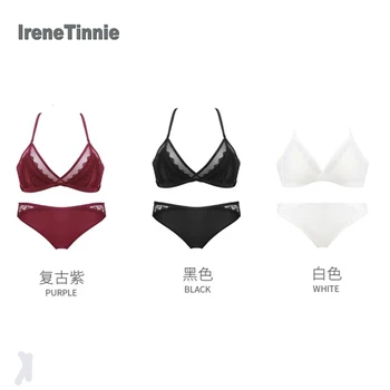 

IRENE TINNEIE Sexy Dessous Lingerie Set Womens Sujetador Encaje No Trace Pants Light Thin Breathable Ultrathin Underwear Set