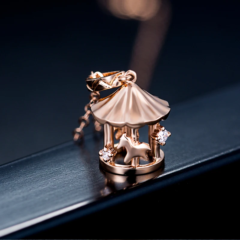 Aazuo Real 18K розовое золото Настоящее бриллиантовое микро проложенное merry-go-круглая подвеска-ожерелье подаренное для женщин обручальное Свадебная гирлянда цепь