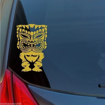 

Hawaiian Tiki god vinyl sticker decal Maui Kauai lei tribal Polynesian culture