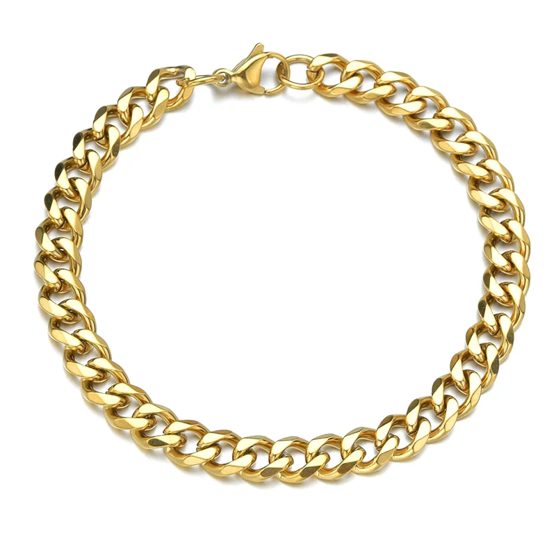 Chain Bracelet Stainless Steel Bracelets Stainless Steel Jewelry Polished Stainless Steel Bracelet For Men Women 3/5/7/9mm