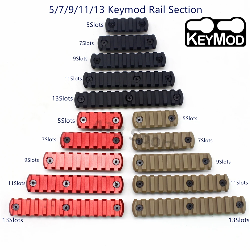 Black/Red/Tan 3/5/7/9/11/13 Slots Rail Sections For Keymod Handguard Picatinny/Weaver Mount Adapter | Спорт и развлечения