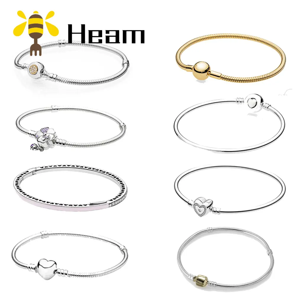 

Heam high quality original 100% 925 sterling silver pan charm bracelet for women fashion elegant luxury DIY authentic jewelry