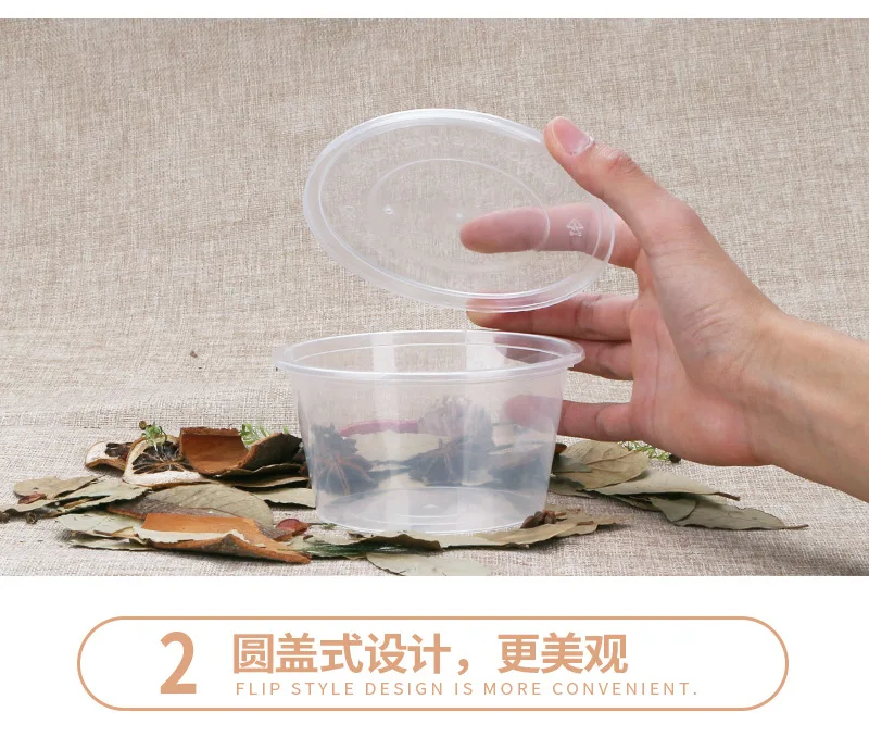 Hao xiang Disposable Lunch Box Circle Straight Barrel Bowl Set Cassette Lid Thick Take-out Packaged Freshness Bento Soup Bowl