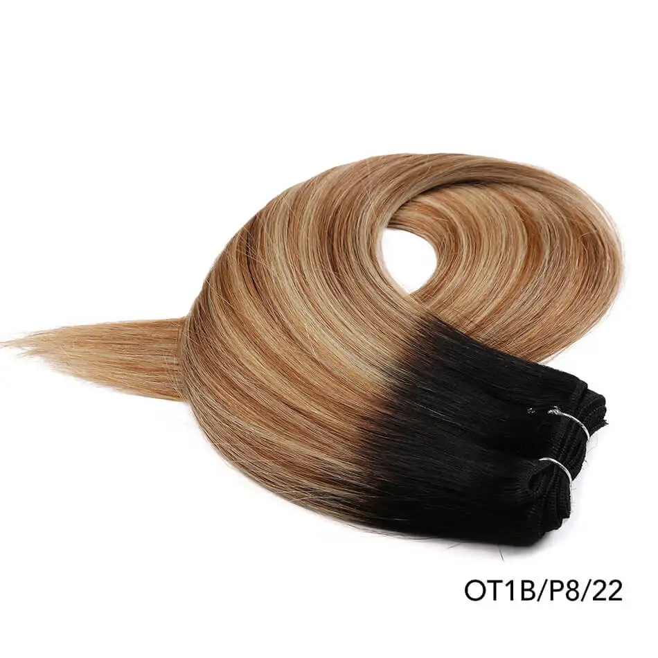 OT1B-P8-22 RealBeauty Balayage волосы для наращивания, бразильские прямые человеческие волосы, пряди, двойной уток, Remy, Омбре/коричневый/медовый блондин/скандинавский цвет - Цвет: OT1B-P8-22