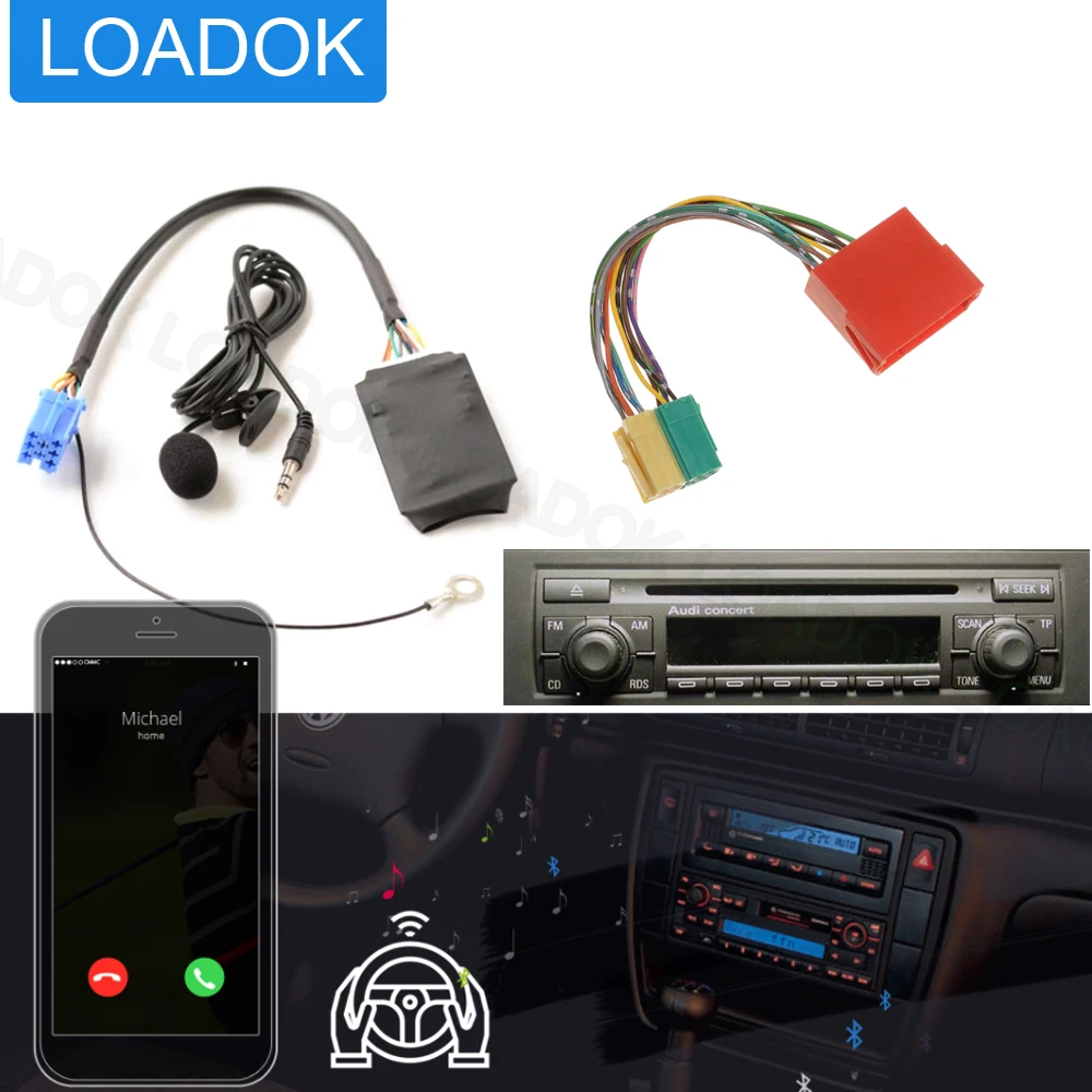 Автомобильный Bluetooth 5 0 AUX гарнитура 8 pin адаптер A2DP музыкальный аудио кабель для Audi